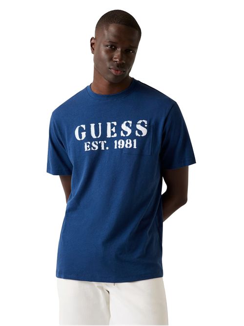 GUESS T-ahirt  in misto lino con logo GUESS | M5YI63KCY30G7EG