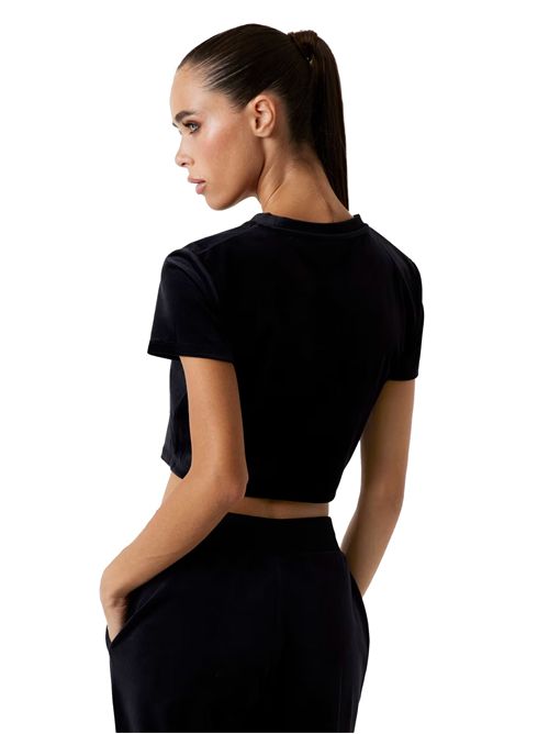 GUESS Cropped Velvet T-Shirt GUESS | V3BI01K0232JBLK