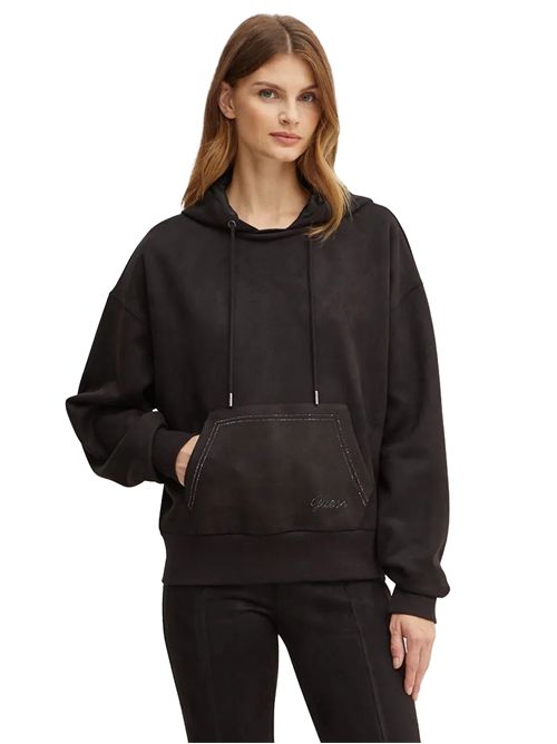 GUESS Hoodie with Rhinestone Details GUESS | W4BQ09KAUJ2JBLK